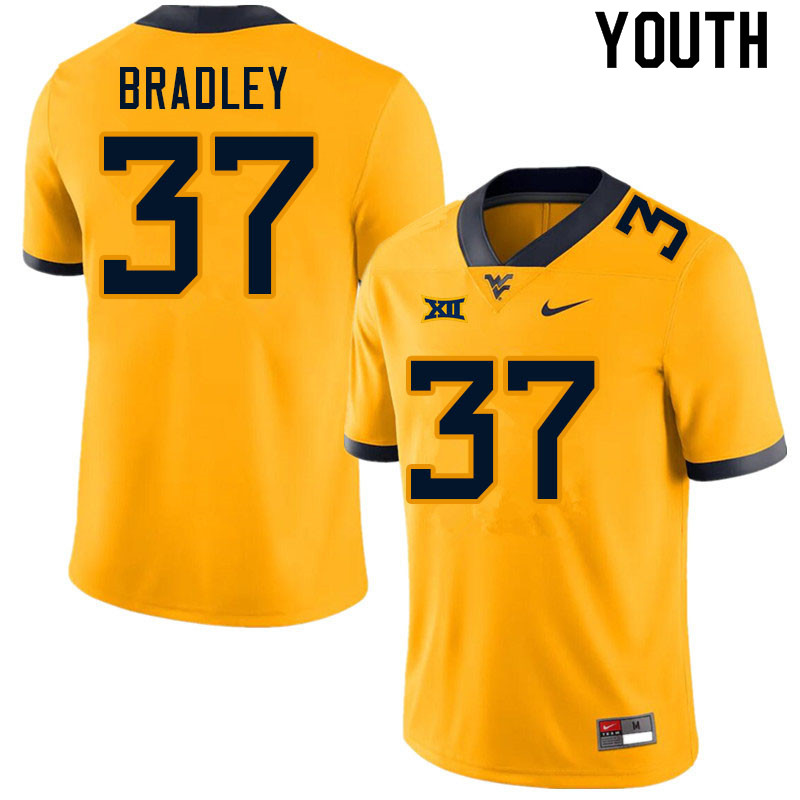Youth #37 L'Trell Bradley West Virginia Mountaineers College Football Jerseys Sale-Gold